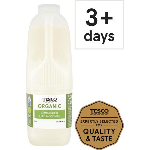 Tesco Organic British Semi Skimmed Milk (1.136l, 2pt)