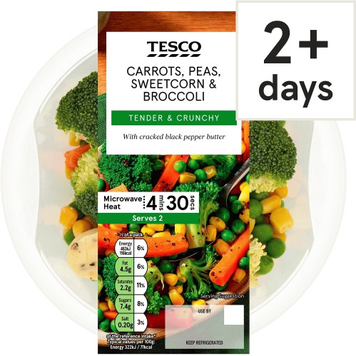 Tesco Peas Sweetcorn Broccoli and Carrot (300g)