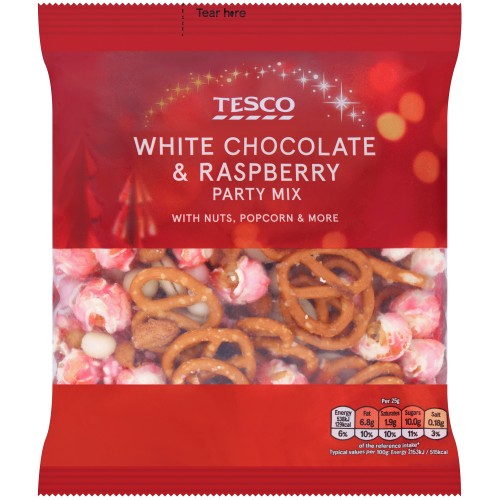 Tesco White Chocolate & Raspberry Party Mix