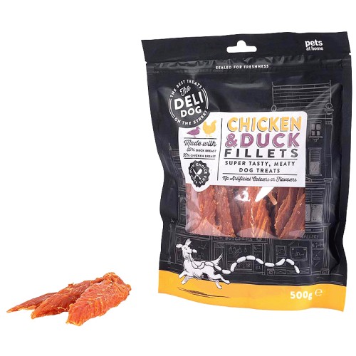 The Deli Dog Chicken And Duck Fillets Dog Treats (500g)
