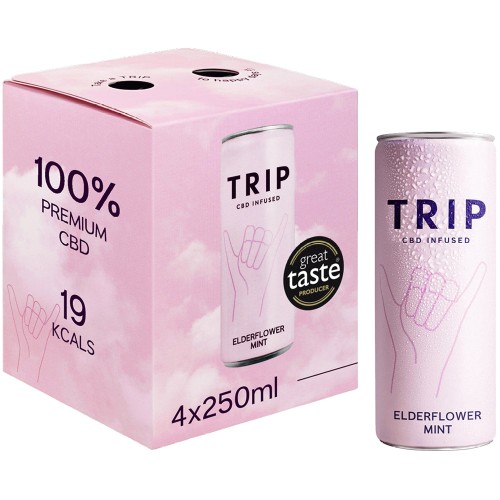 Trip CBD Infused Elderflower Mint Cans 4x250 (4 x 250ml)