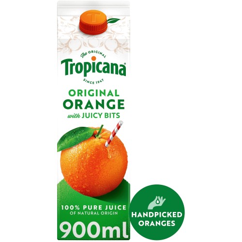 Tropicana Original Orange Fruit Juice with Juicy Bits (900ml)