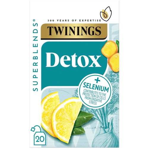 Twinings Superblends Detox Tea Bags 20 with Lemon Ginger & Fennel (40g)