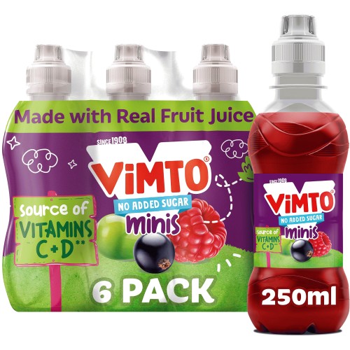 Vimto Original No Added Sugar Real Fruit Still Kid's Juice Drinks (6 x 250ml)