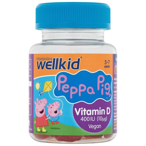 Vitabiotics WellKid Peppa Pig Vitamin D Soft Jellies 400Iu Strawberry Vegan 3-7yrs 30 Jellies (30)