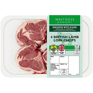 Waitrose 4 British Lamb Loin Chops per kg