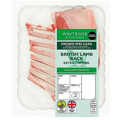Waitrose British Extra Trimmed Rack of Lamb per kg