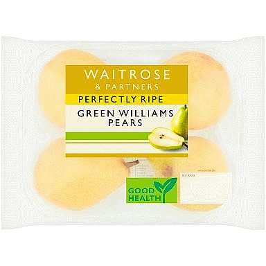 Waitrose Perfectly Ripe Green Williams Pears (4)