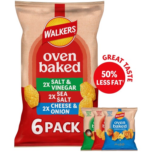 Walkers Baked Variety Multipack Snacks Crisps (6 x 22g)