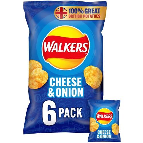 Walkers Cheese & Onion Multipack Crisps (6 x 25g)