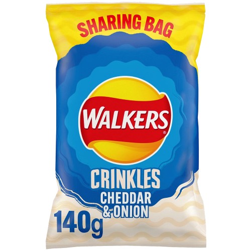 Walkers Crinkles Cheddar & Onion Sharing Bag Crisps (140g)
