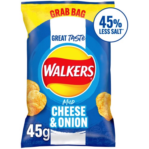 Walkers Less Salt Mild Cheese & Onion Crisps (45g)