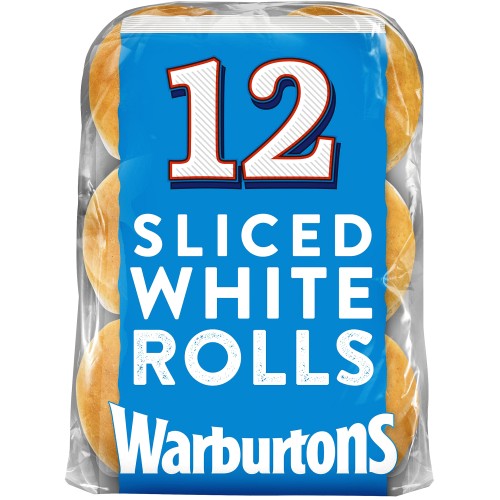 Warburtons 12 Soft & Sliced White Rolls (12)
