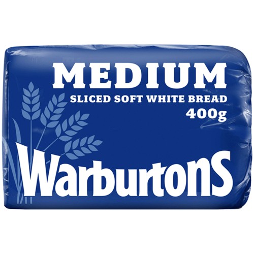 Warburtons Medium Sliced White Bread Loaf (400g)