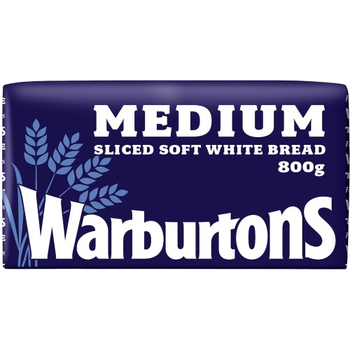 Warburtons Medium Soft White Bread Sliced (800g)