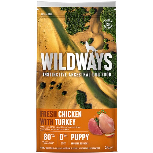Wildways Dry Puppy Food Fresh Chicken With Turkey & Vegetables (2kg)