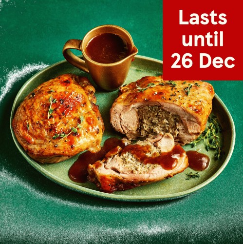 38. Tesco Slow Cooked Turkey Thighs with Pork Sage & Onion Stuffing & Gravy (Serves 4)