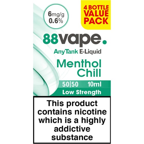 88Vape Menthol Chill AnyTank E-Liquid 4x6mg