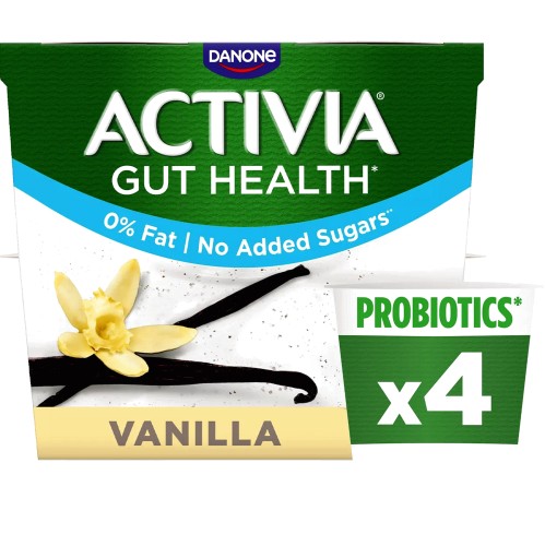 Activia Vanilla No Added Sugar Fat Free Yogurt (4 x 115g)