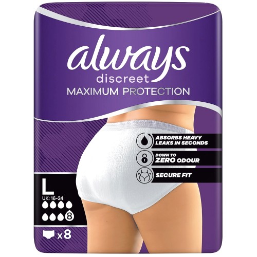 Always Discreet Heavy Incontin Maxi Pants 8 Drops large 8Cx2 (8)