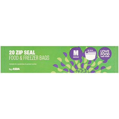 ASDA 20 Medium Zip Seal Food & Freezer Bags