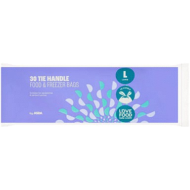 ASDA 30 Tie Handle Food & Freezer Bags Large