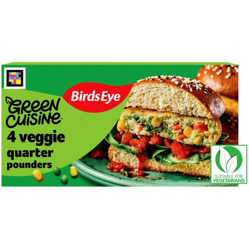 Birds Eye Green Cuisine Vegetarian 4 Veggie Quarter Pounder Burgers (4 x 454g)