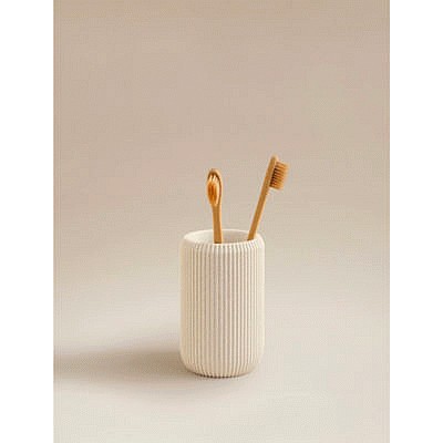 George Home Natural Sandstone Ribbed Tumbler
