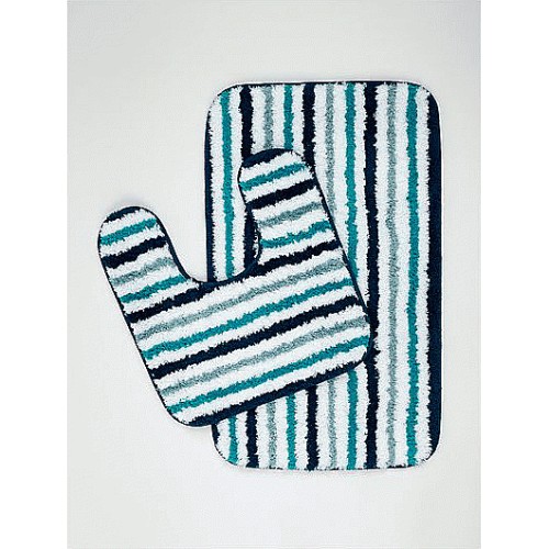 George Home Turquoise Rubber Backed Microfibre Pedestal Set