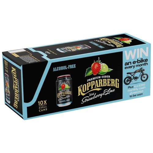 Kopparberg Premium Cider Alcohol-Free with Strawberry & Lime Fridge Pack (10 x 330ml)