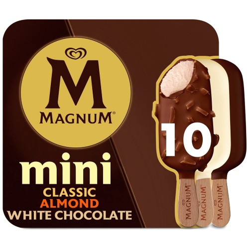Magnum Mini Classic Almond & White Chocolate Ice Cream Sticks (10 x 55ml)
