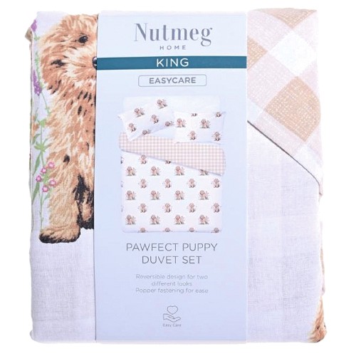 Nutmeg Home Easy Care Pawfect Puppy Duvet Set King