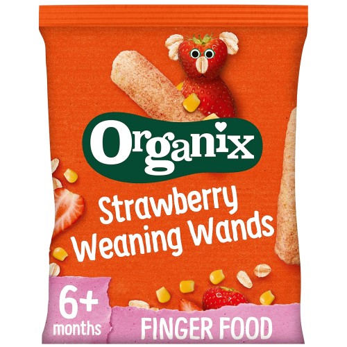 Organix Strawberry Weaning Wands Organic Baby Snack Puffs (25g)