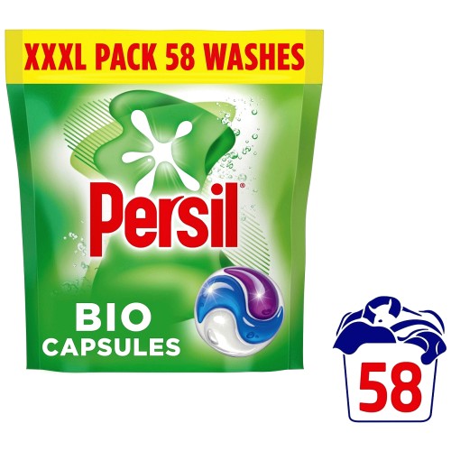 Persil Bio 3 in 1 Laundry Washing Detergent Capsules 58 Washes