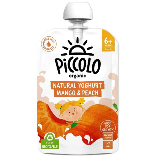 Piccolo Organic Natural Yoghurt Stage 1 Mango & Peach (100g)