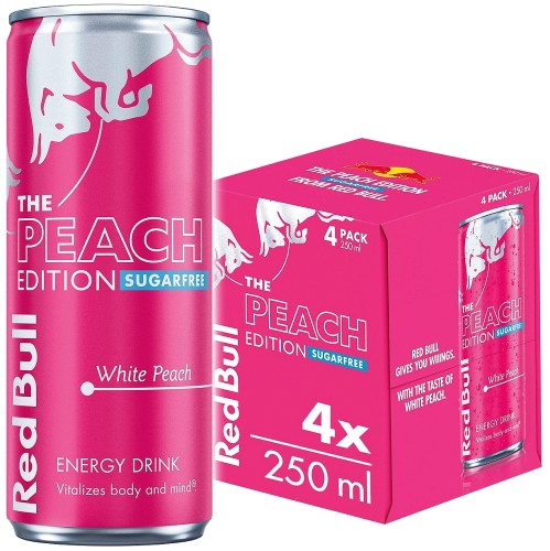 Red Bull Energy Drink Sugar Free Peach Edition White Peach (4 x 250ml)