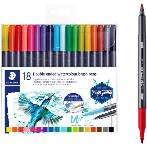Staedtler Double-ended Watercolour Brush Pens (18Pack) (18)