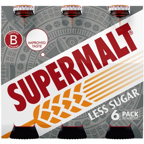Supermalt Less Sugar Non-Alcoholic Malt Beverage with B Vitamins (6 x 330ml)