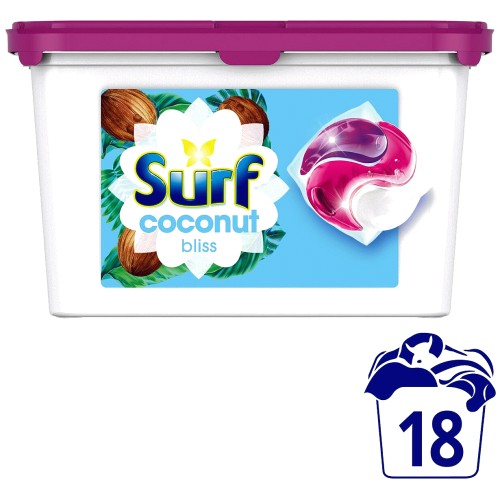Surf Coconut Bliss 3 in 1 Laundry Washing Capsules 18 Washes