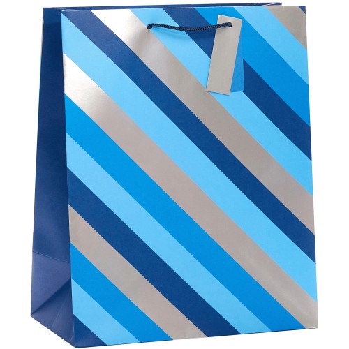 Tesco Blue and Silver Striped Large Bag