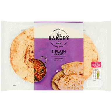 The BAKERY at ASDA The Bakery 2 Plain Naans (380g)