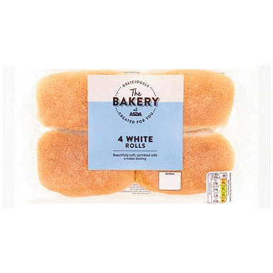 The BAKERY at ASDA The Bakery 4 White Rolls