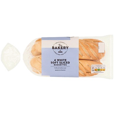 The BAKERY at ASDA The Bakery 4 White Soft Sliced Baguettes (340g)