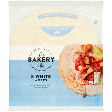 The BAKERY at ASDA The Bakery 8 White Wraps