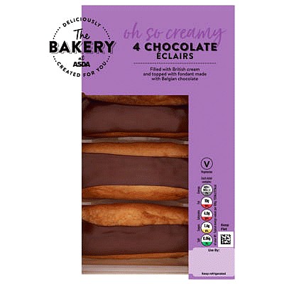 The BAKERY at ASDA The Bakery at ASDA 4 Chocolate Eclairs