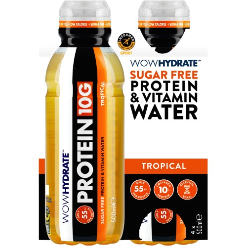 Wow Hydrate Sugar Free Protein & Vitamin Water Tropical (4 x 500ml)