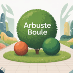Arbuste boule au centre d'un jardin moderne