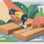 illustration collage bois extérieur application colle jardin