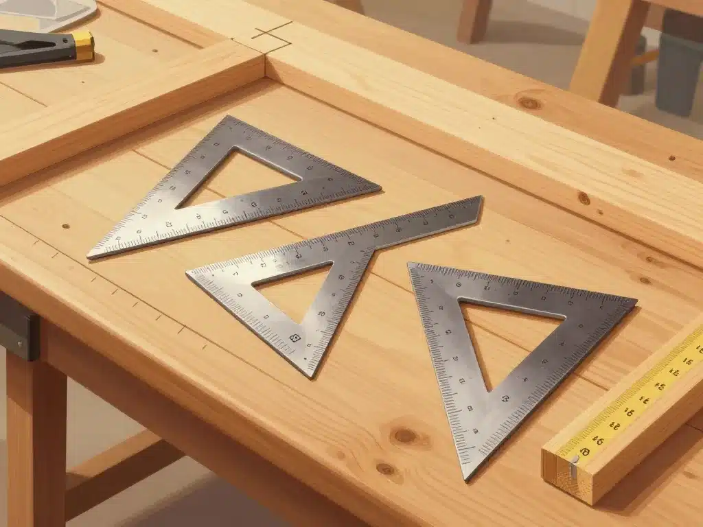 types d’équerre charpente bois sur établi angles et traçage