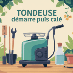 tondeuse demarre et cale illustration jardin et outils